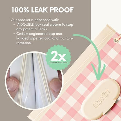 Three Moodie refillable wipe pouches showing floral pattern