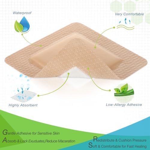 NeuHeils waterproof sterile bandages being applied to a diabetic foot ulcer wound.