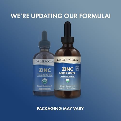 Authentic USA imported Dr Mercola organic zinc liquid drops box packaging highlighting NSF certification