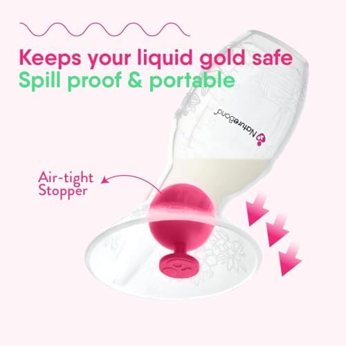 Hands free silicone milk catcher being adjusted with the safety neck strap accessory.