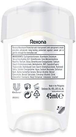 Rexona 45 milliliters antiperspirant packaging box angle view