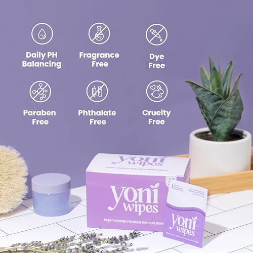 Back of Yoni Wipes box displaying natural ingredients and flushable certification.