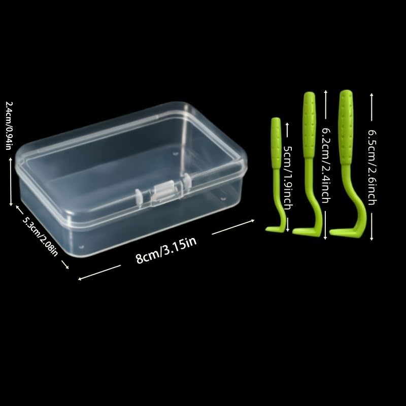 Close up of portable plastic tick removal tool for cats and dogs