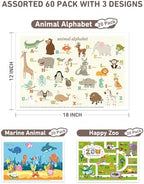 Sticky toddler table mat with animal alphabet design stuck on a restaurant table.