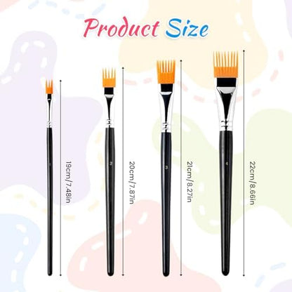 Back packaging view of the 4-piece artist texture brush kit with product specifications.
