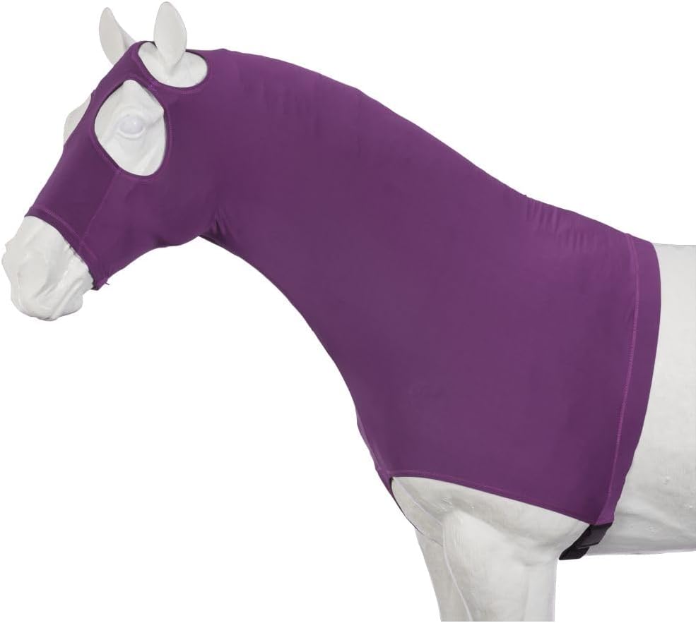 Tough 1 horse mane stay hood showing zipper and chest strap