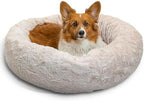 Best Friends by Sheri The Original Calming Donut Dog Bed for Medium Dogs up to 45 lbs, Lux Faux Fur, Oyster, Medium, 30" x 30" - Image 2