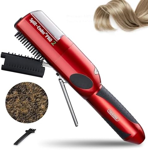 Split-Ender Pro 2 red split end remover handheld view demonstrating easy sectioning