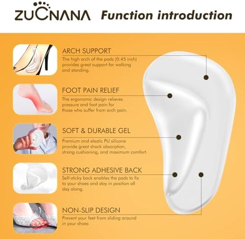 Soft gel arch support pads in black beige and transparent colors for shoes