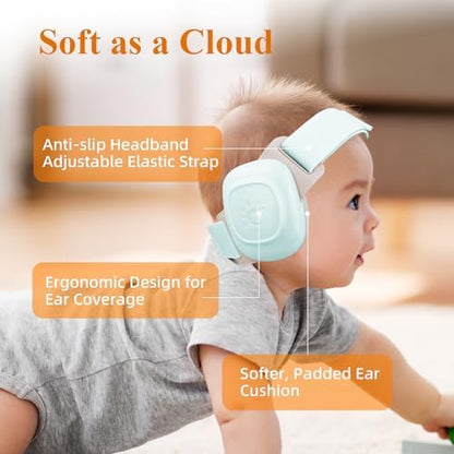 Adjustable headband feature of baby hearing protection earmuffs