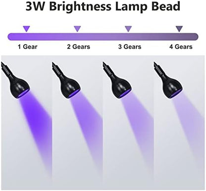 Close up of the Geisofu LED flash cure lamp head and light intensity controls.