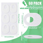 Oval shaped white felt corn cushions with adhesive backing close up