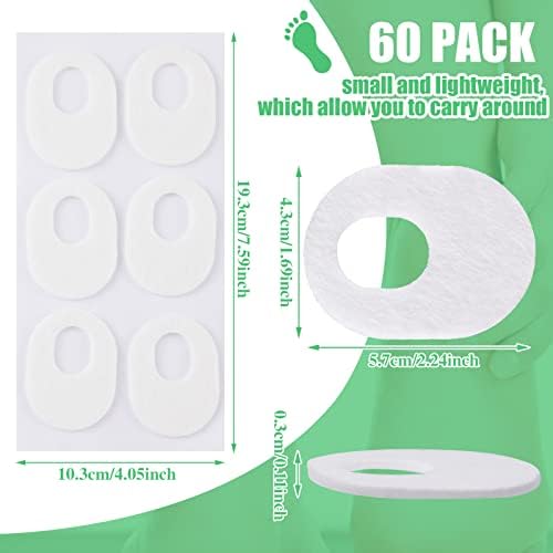 Oval shaped white felt corn cushions with adhesive backing close up
