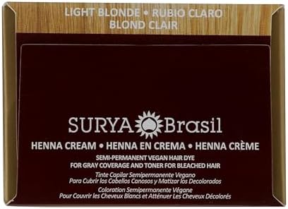 Surya Brasil deep conditioning henna cream for gray coverage demonstrating the product dimensions and size.