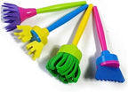 NUOBESTY sponge painting set displaying kids foam brushes in various bright colors for early learning activities.