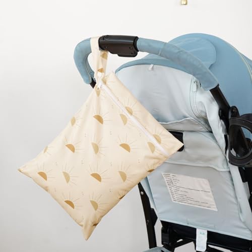 Gieeu wet dry bag set attached to a stroller handle