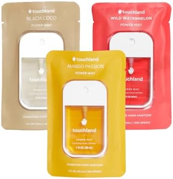Touchland Hydrating Hand Sanitizer Spray, TROPICAL Trio Set (Mango Passion, Beach Coco, Watermelon), 1 FL. OZ. Travel Size Power Mist Sprays (Set of 3) - Image 1