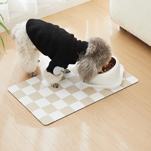 Retro aesthetic pet mat with water bowl