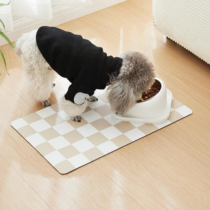 Retro aesthetic pet mat with water bowl