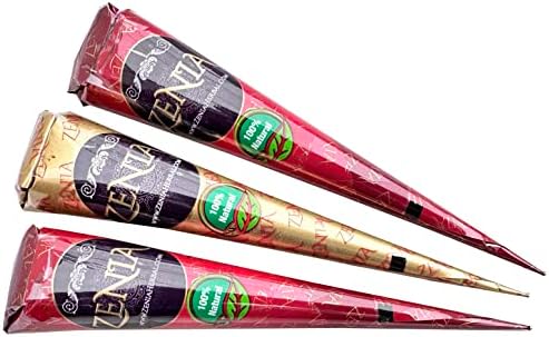 Zenia reddish brown chemical free henna paste cone tip details