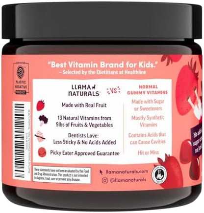 Llama Naturals zero added sugar chewable supplement bottle for immune support