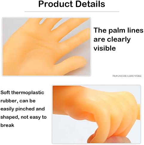Soft thermoplastic rubber miniature hands being bent to show durability and shape retention.