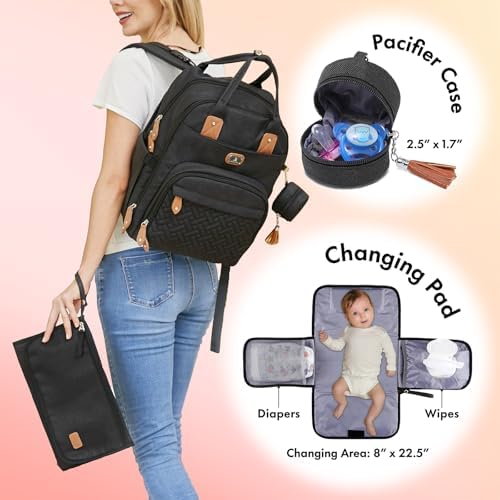 Dikaslon diaper bag backpack open wide main compartment showing interior storage