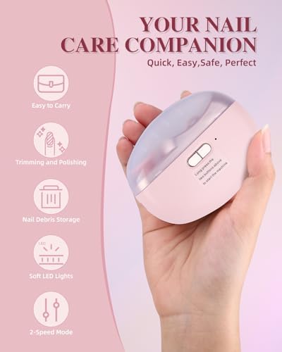 Electric nail trimmer with built-in nail clipping storage