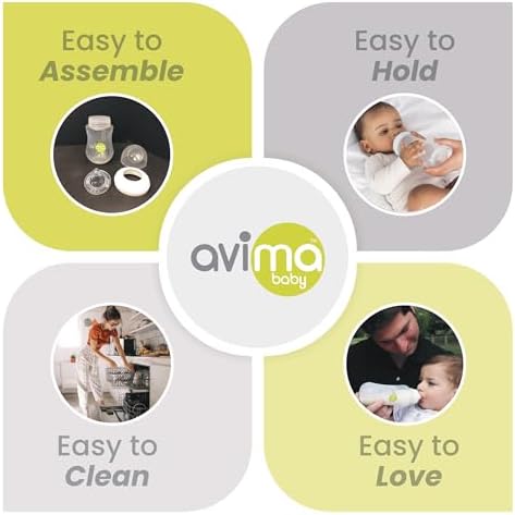 Avima Baby silicone wide neck bottles replacement set pack of six retail look