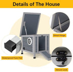 Coziwow Rabbit Hutch, Bunny Cage Indoor with Openable, Portable Small Animals Shelters with Nonslip Ramp for Hideout Rabbits/Feral Cats/Chicken/Duck/Small Animals-Gray - Image 4
