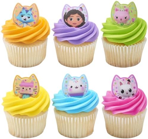 24-pack set of Gabby's Dollhouse themed cupcake decorations