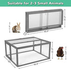COZIWOW Chicken Coop Run Rabbit Hutch, Portable Chicken Cage Pens with Top & Side Opening Doors, Folding Wooden Chicken Coop, Outdoor Indoor Small Animal Playpen, Chicken Brooder Box, 43.3Inch (Grey) - Image 6