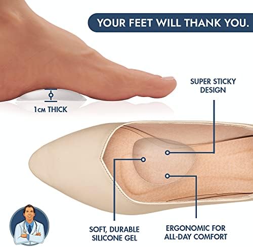 Six piece set of reusable peel and stick foot arch cushions for men and women
