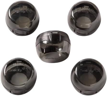 Safety 1st clear view knob covers demonstrating hinged lid design