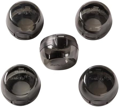 Safety 1st clear view knob covers demonstrating hinged lid design