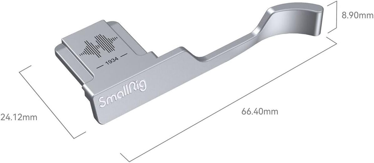 Silver aluminum alloy thumb rest for premium mirrorless camera stabilization