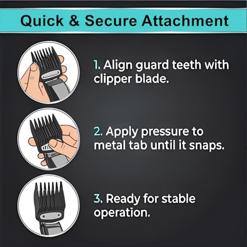Rear view of the premium hair cutting guides demonstrating the metal clip lock system.