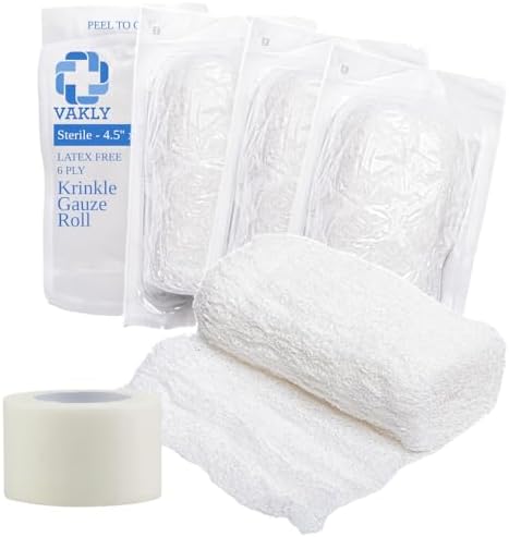 Vakly first aid sterile cotton roller bandage pack dimensions display