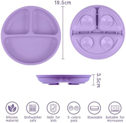 Vicloon toddler suction dish divided section view