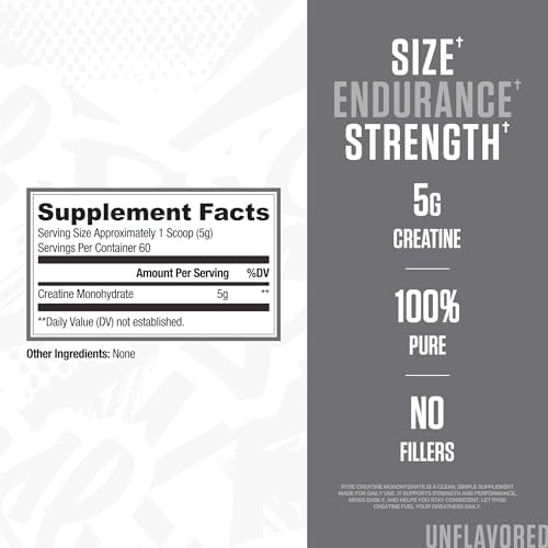 Ryse supplement container back label showing nutrition facts and serving size