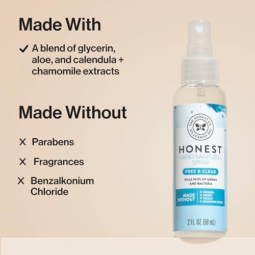 The Honest Company Plant-Based Hand Sanitizer Spray, Kills 99.9% of Germs, Hypoallergenic, Quick-drying, Moisturizing, Fragrance-Free, 2 fl oz - Image 5