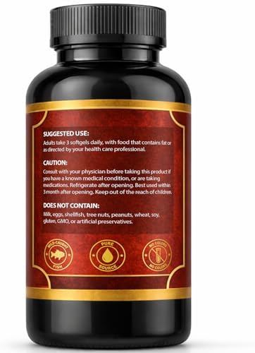Premium wild caught Omega 3 softgels 120 count bottle