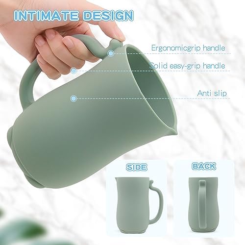 Mandoo soft silicone child shampoo rinser placed on a bathroom shelf