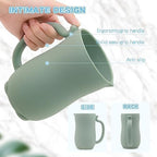 Mandoo soft silicone child shampoo rinser placed on a bathroom shelf