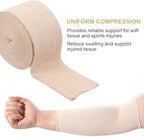 Elastic stockinette tubing applied to an ankle for sprain support.