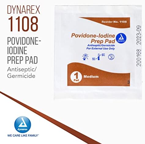 Individually wrapped sterile povidone iodine 10 percent saturated skin prep pads