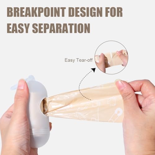 USBOO thick baby diaper sacks being pulled out of the dispenser