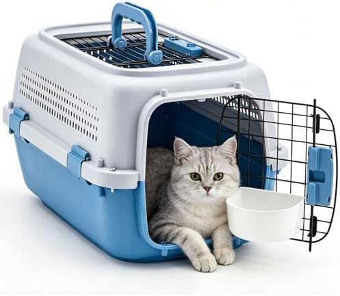 NEWBULIG plastic cat crate top door access showcasing dual entry doors