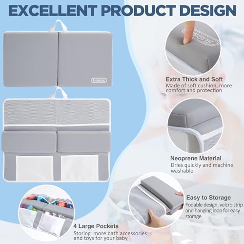 Side profile of thick memory foam bath kneeler for parents