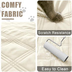 Smiry reversible dog blanket folded neatly to display both sides of the beige color scheme.